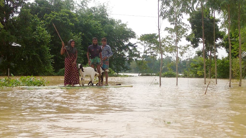 ময়মনসিংহে বন্যা পরিস্থিতির উন্নতি, ত্রাণ না পাওয়ার অভিযোগ