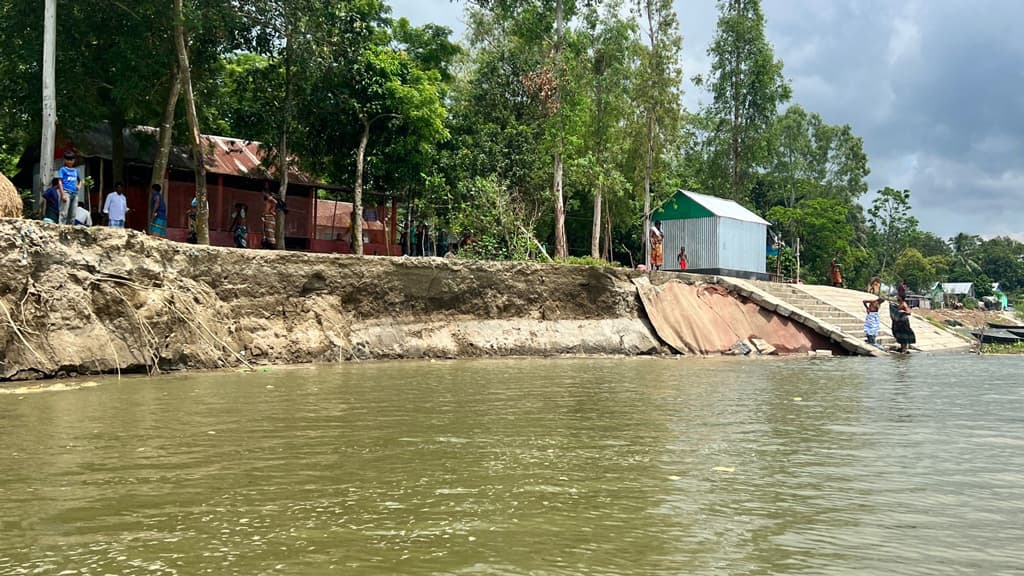 রায়পুরায় গ্রাম প্রতিরক্ষা বাঁধে ভাঙন আতঙ্কে কয়েক শ পরিবার