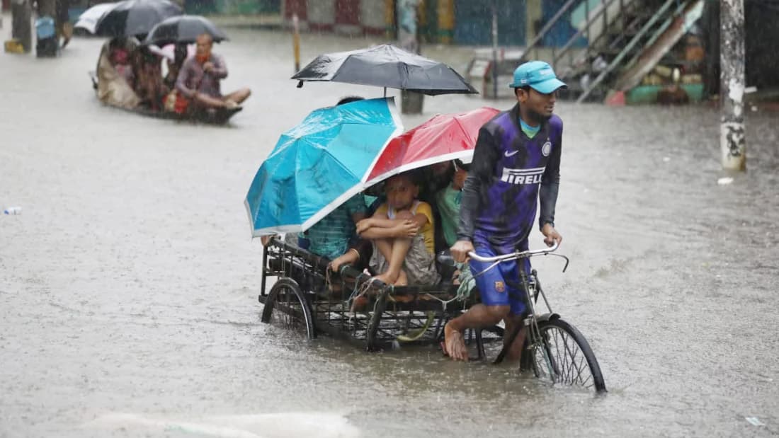 বন্যার মধ্যে সিলেটে ২৮২ মিলিমিটার রেকর্ড বৃষ্টি