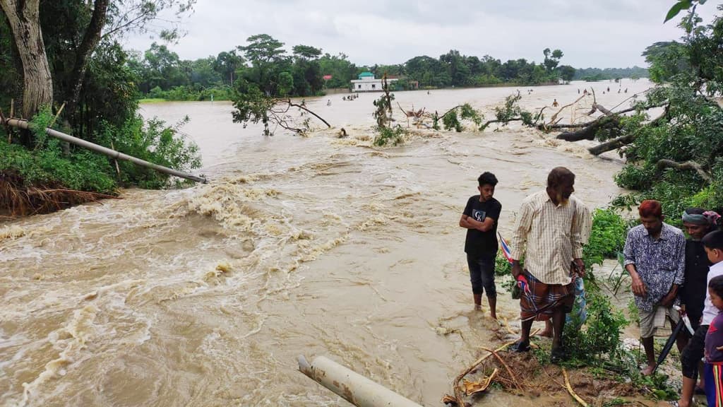 ত্রিপুরা রাজ্যের উজানের পানিতে আখাউড়ার ৩০ গ্রাম প্লাবিত