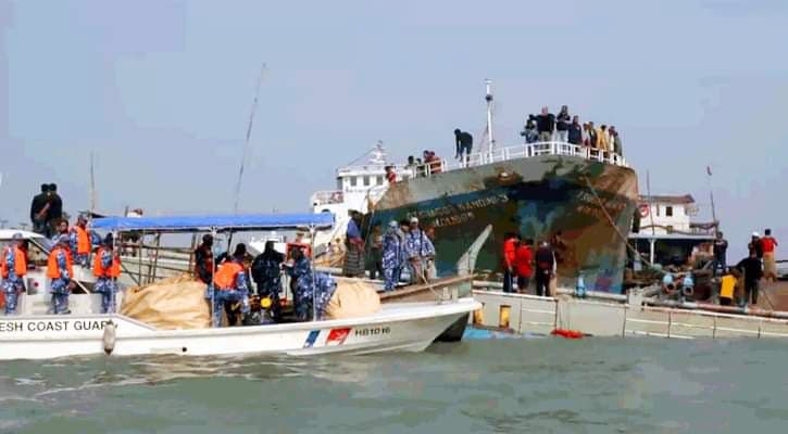 এক সপ্তাহ পর উদ্ধার হলো মেঘনায় ডুবে যাওয়া তেলবাহী কার্গো