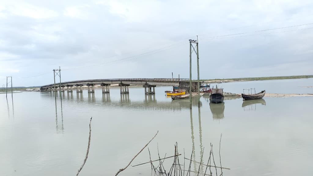 সেতুর এপাশ-ওপাশে নেই রাস্তা, মই বেয়ে পারাপার 