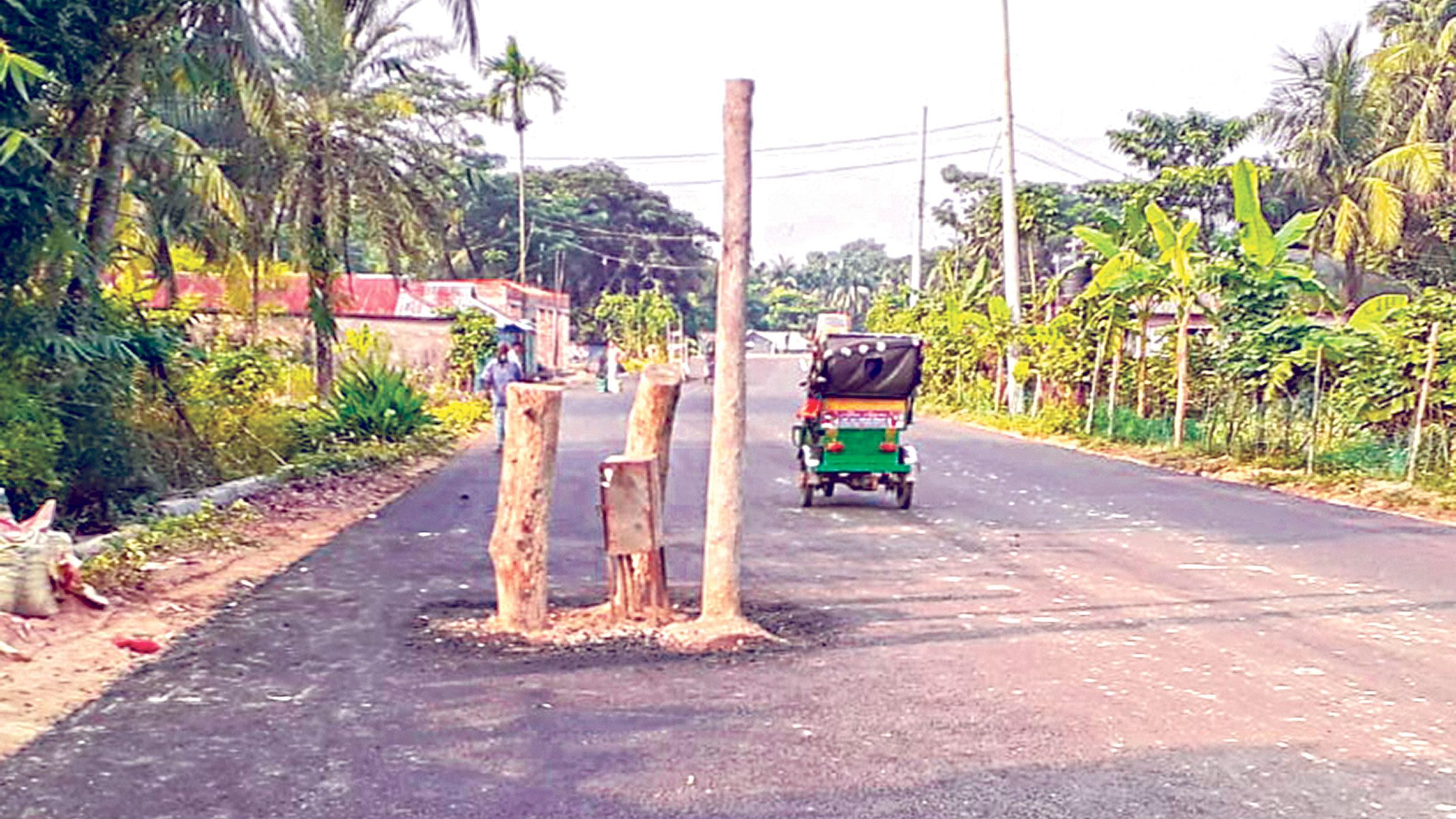 মাঝরাস্তায় দাঁড়িয়ে  সারি সারি বিপদ