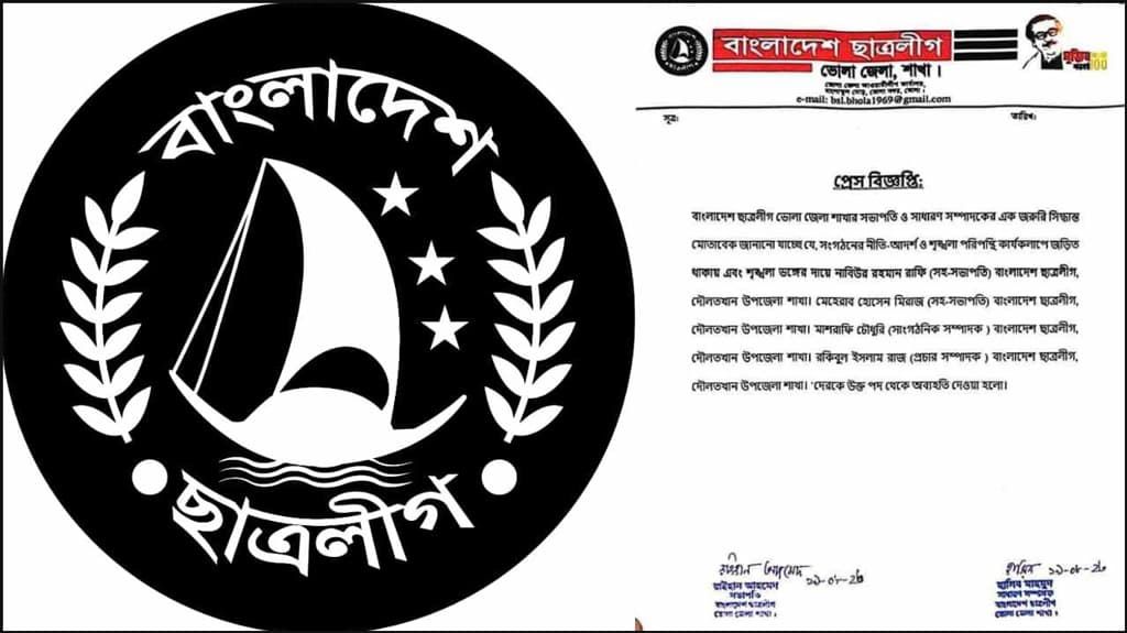 সাঈদীকে নিয়ে স্ট্যাটাস: এবার দৌলতখানে ছাত্রলীগের ৪ নেতাকে অব্যাহতি