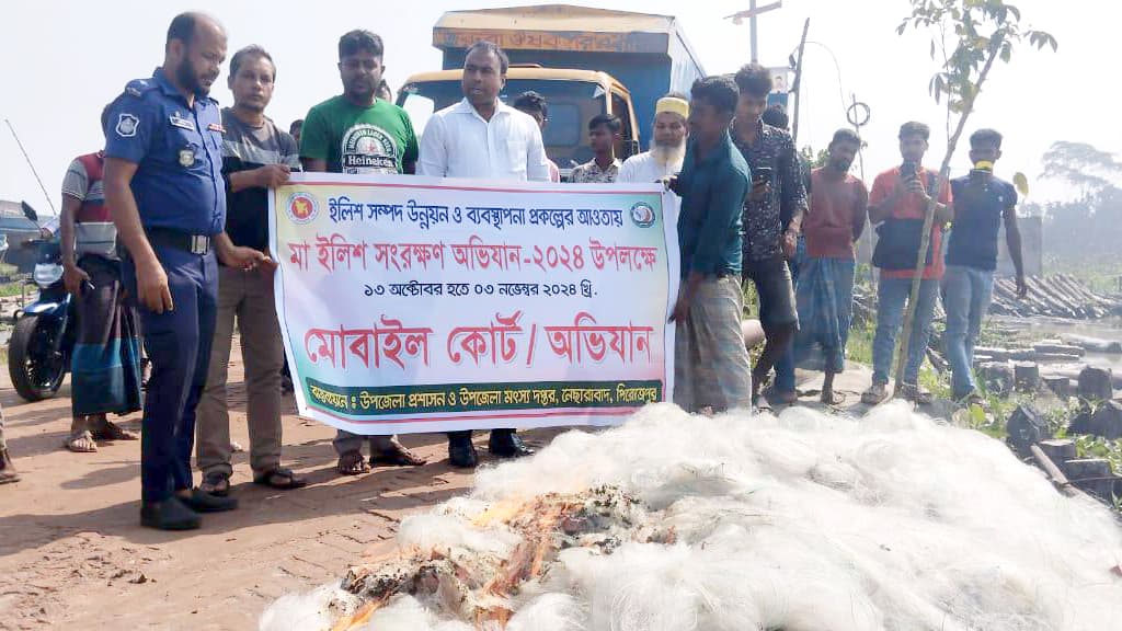 নিষেধাজ্ঞা অমান্য করে ইলিশ নিধন: ২ জেলের এক বছরের সাজা