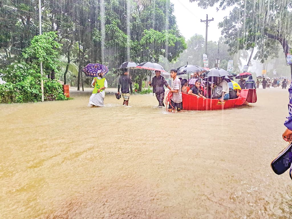 ঢল-বৃষ্টিতে ভাসছে পূর্ব সীমান্ত