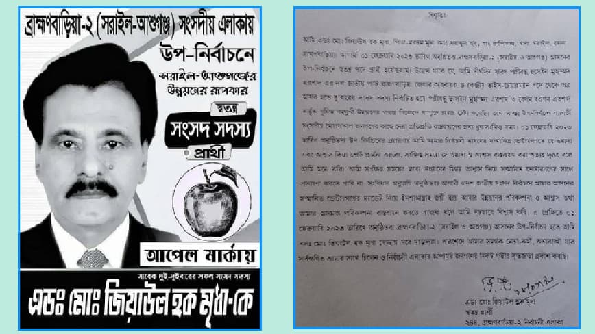 ব্রাহ্মণবাড়িয়ায় উপনির্বাচন থেকে সরে দাঁড়ালেন আরও এক প্রার্থী