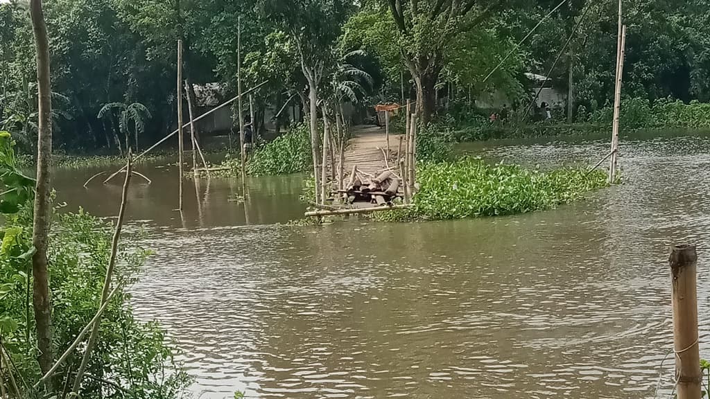 স্রোতে ভেঙে গেছে সাঁকো, দুর্ভোগ ১০ গ্রামের মানুষের