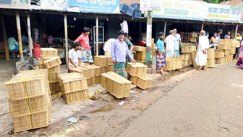 ক্রেতা নেই, ব্রাহ্মণপাড়ায় হতাশ মাছ ধরার ফাঁদ বিক্রেতারা