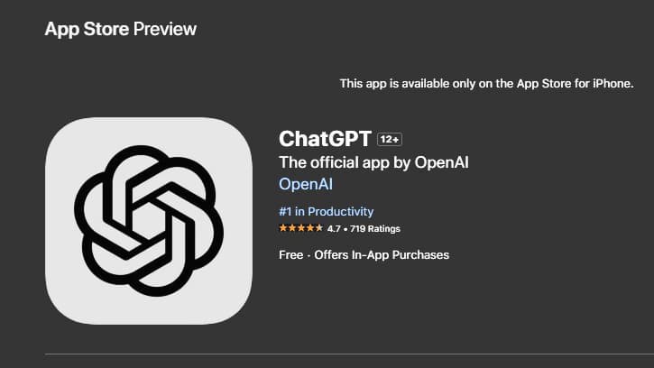 আইফোনের জন্য চ্যাটজিপিটির অ্যাপ চালু