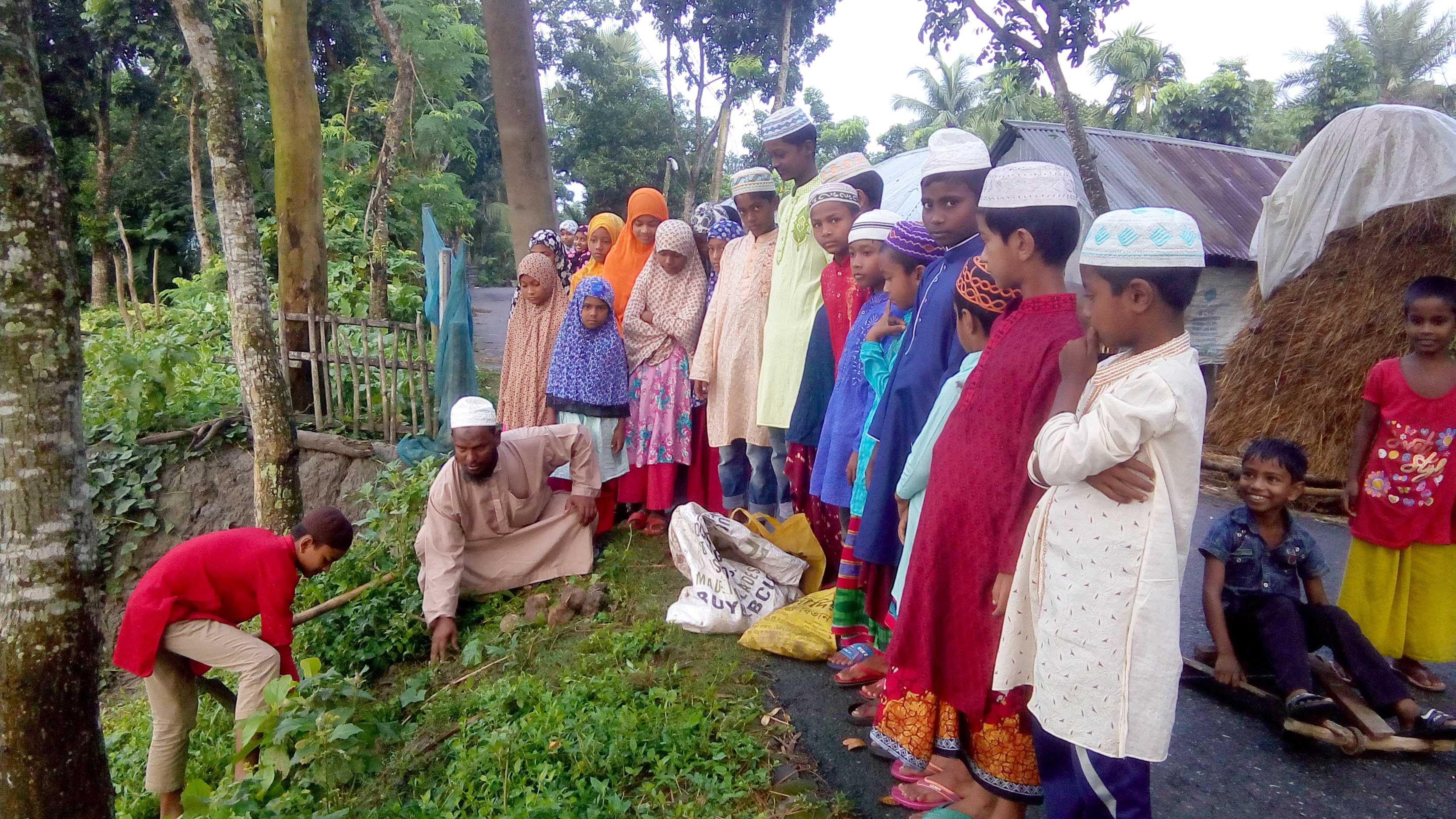 ভাঙ্গুড়ায় ১০০ তালবীজ লাগাল মক্তবের শিশু শিক্ষার্থীরা