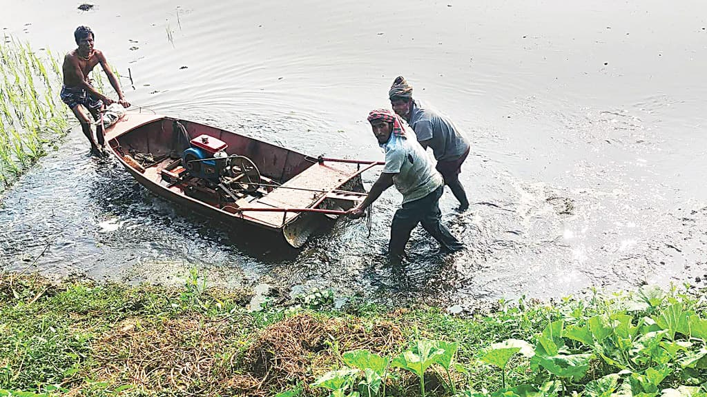 উজিরপুরে বোরো চাষে ভরসা নৌকা টিলার