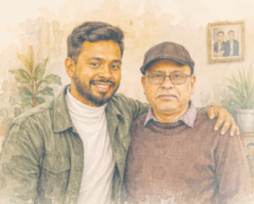 বাবার সঙ্গে অর্ণব দাশ