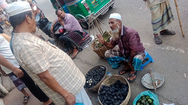 হাওর থেকে শালুক সংগ্রহ করে বিক্রি করেন আব্দুল বাসিত। ছবি: লেখক