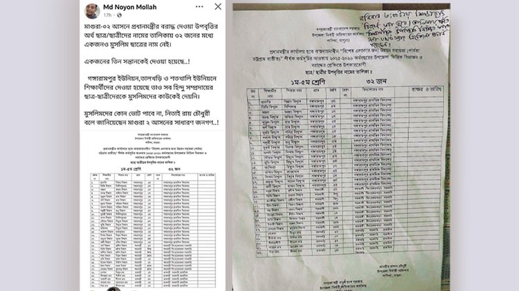 মাগুরায় উপবৃত্তির তালিকা নিয়ে ফেসবুকে বিভ্রান্তি। ছবি: আজকের পত্রিকা