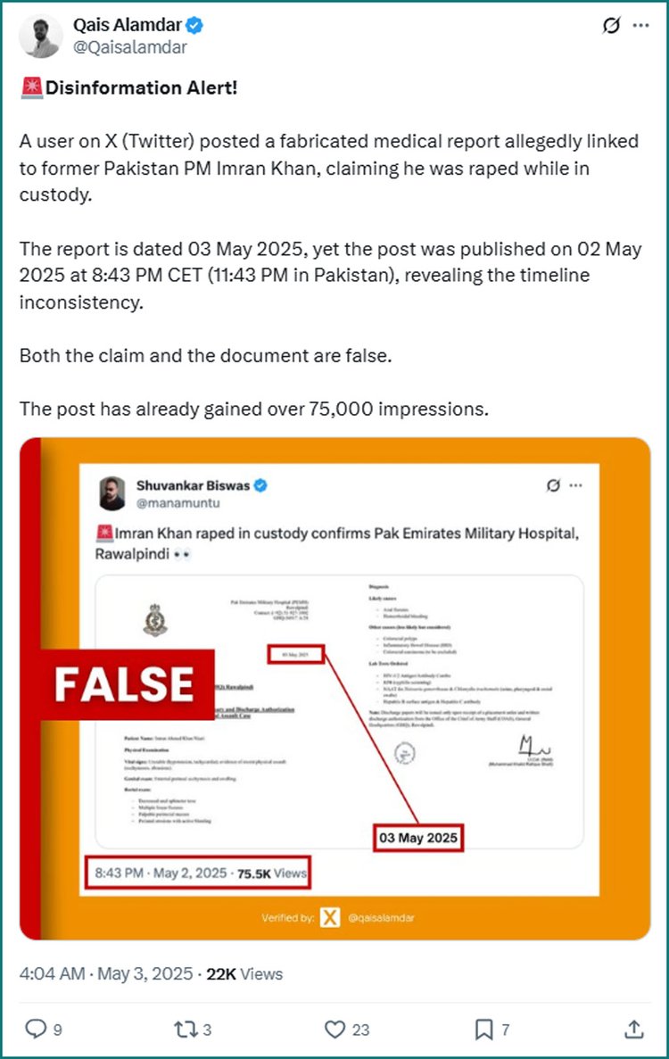 আফগানিস্তানের ফ্যাক্টচেকার কায়েস আলমদারের এক্স পোস্ট। ছবি: স্ক্রিনশট