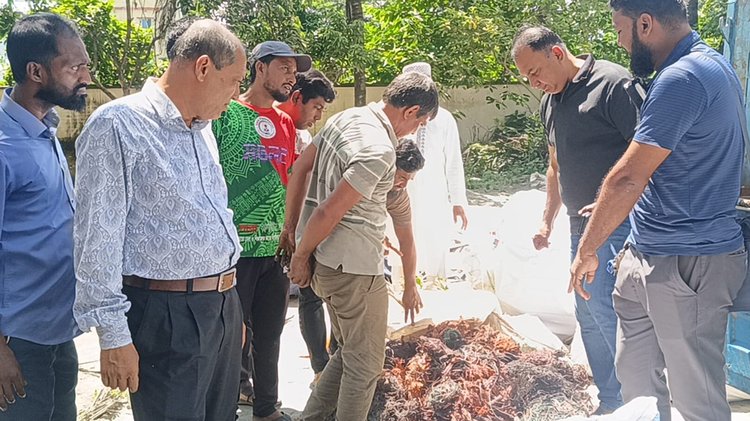 চাঁদপুরের মতলব উত্তরে চুরি যাওয়া ট্রান্সফরমারের যন্ত্রাংশ উদ্ধার। ছবি: সংগৃহীত