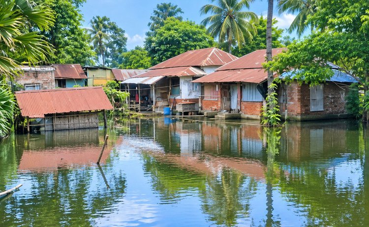 বর্ষা মৌসুম শেষ, এখনো পানিবন্দী শতাধিক গ্রামের লাখো মানুষ। ছবি: আজকের পত্রিকা