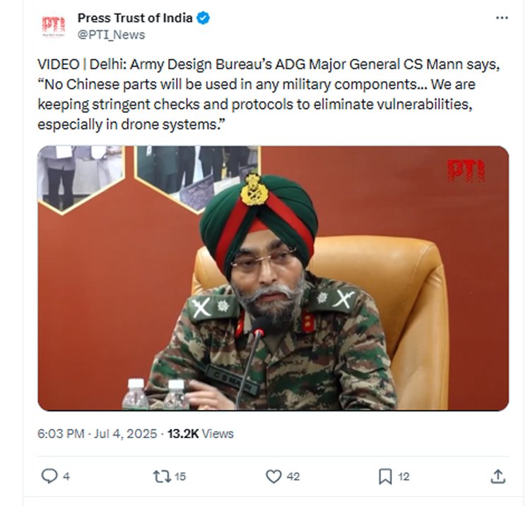 Press Trust of India (PTI) এর পোস্ট। ছবি: স্ক্রিনশট