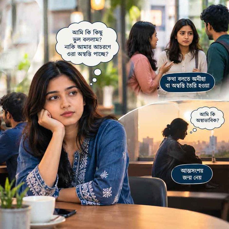 সামাজিক অনুশীলনের অভাব কিংবা দীর্ঘকাল একা থাকা আড়ষ্টতার বড় কারণ। প্রতীকী ছবিটি এআই দিয়ে তৈরি