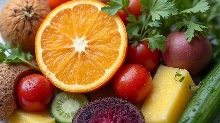 শীতকালীন ফলমূল ও শাকসবজি স্বাস্থ্য ভালো রাখার পাশাপাশি এ ঋতুতে হওয়া ত্বক-চুলের বিভিন্ন সমস্যা থেকেও মুক্ত রাখবে। প্রতীকী ছবিটি এআই দিয়ে তৈরি।