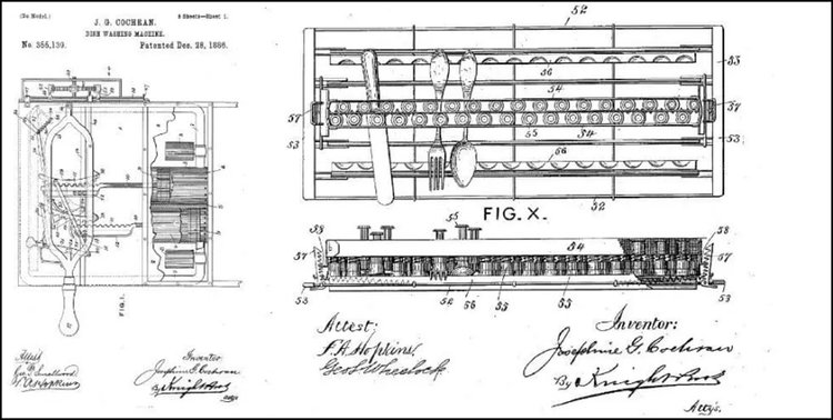 জোসেফিনের করা ডিশওয়াশিং মেশিনের পেটেন্ট। ছবি: ইউএস পেটেন্ট অফিস।