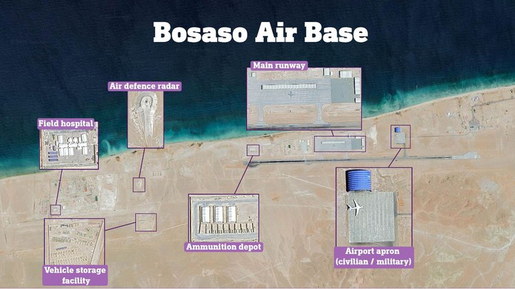 সোমালিয়ার বোসাসো উপকূলে সংযুক্ত আরব আমিরাতের বিমানঘাঁটি। ছবি: মিডল ইস্ট আই