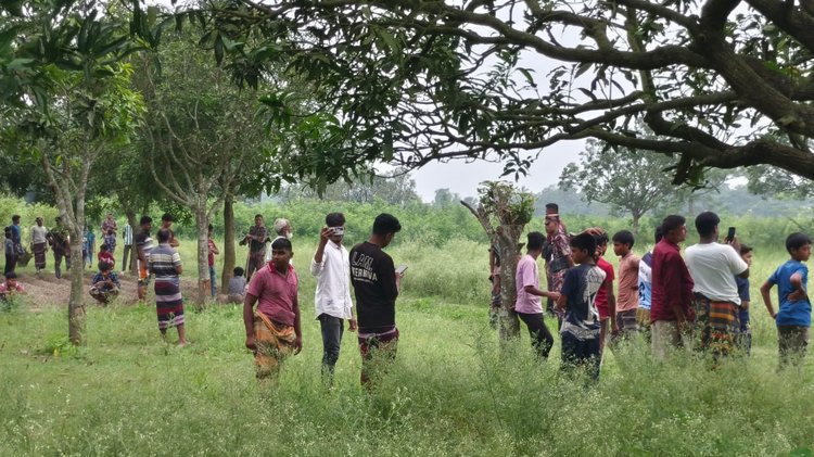 বিজিবির একটি টহল দল ও স্থানীয়রা সীমান্ত এলাকায় নজরদারিতে। ছবি: আজকের পত্রিকা