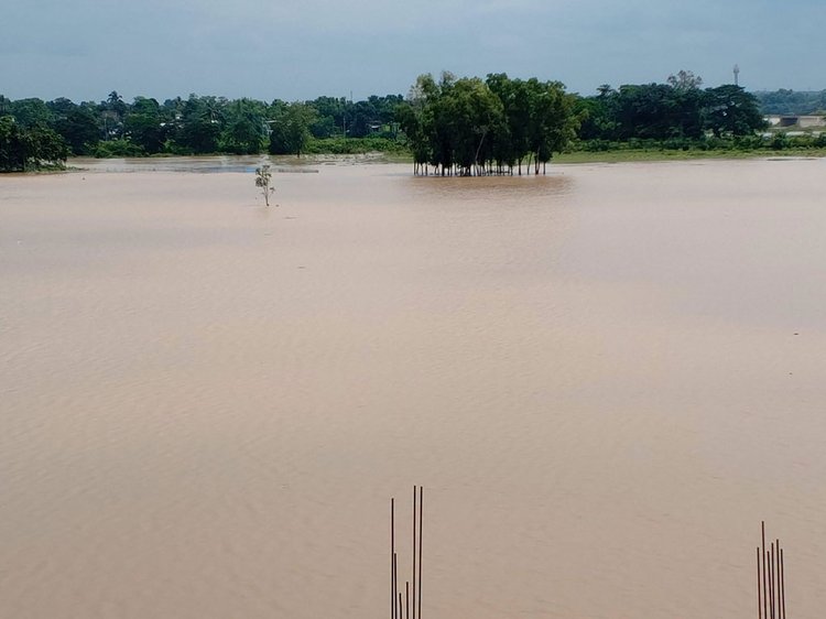 ব্রাহ্মণবাড়িয়ার আখাউড়া উপজেলার নিম্নাঞ্চল তলিয়ে গেছে। ছবি: আজকের পত্রিকা