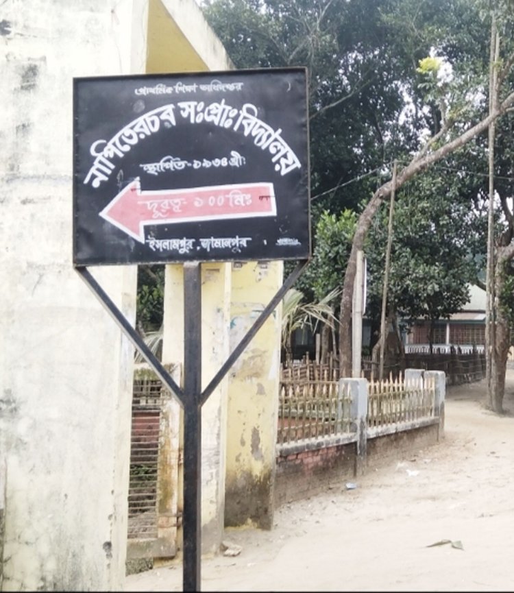 বিদ্যালয়গুলোর সাইনবোর্ড, তথ্যছক, এমনকি নামফলকেও ভুল বানান রয়েছে। ছবি: আজকের পত্রিকা