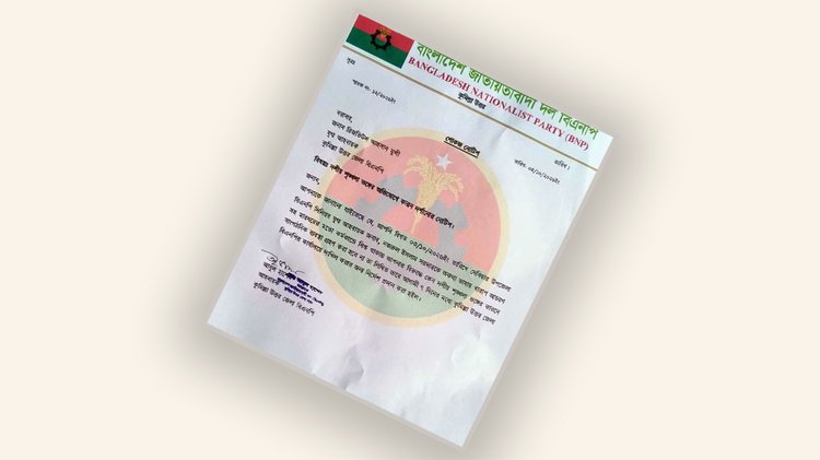 বিএনপি কুমিল্লা উত্তর জেলার কারণ দর্শানোর নোটিশ। ছবি: সংগৃহীত