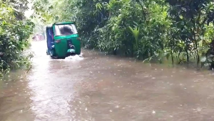 টানা বর্ষণে জেলার হাতিয়া ছাড়া বাকি আটটি উপজেলা ও পৌর এলাকায় দেখা দিয়েছে জলাবদ্ধতা। ছবি: আজকের পত্রিকা