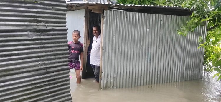 কোম্পানীগঞ্জ উপজেলার মুছাপুর ইউনিয়নের ৬ নম্বর ওয়ার্ড থেকে তোলা। ছবি: আজকের পত্রিকা