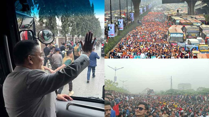 ৩০০ ফুট সড়কে প্রবেশ করেছে তারেক রহমানের গাড়িবহর, কানায় কানায় পূর্ণ চারপাশ