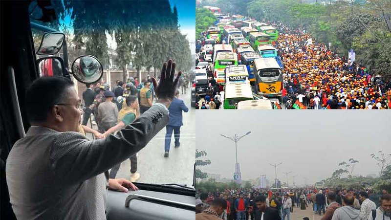 সংবর্ধনাস্থলের পথে তারেক রহমান, স্বাগত জানাতে ৩০০ ফুট থেকে খিলক্ষেত কানায় কানায় পূর্ণ