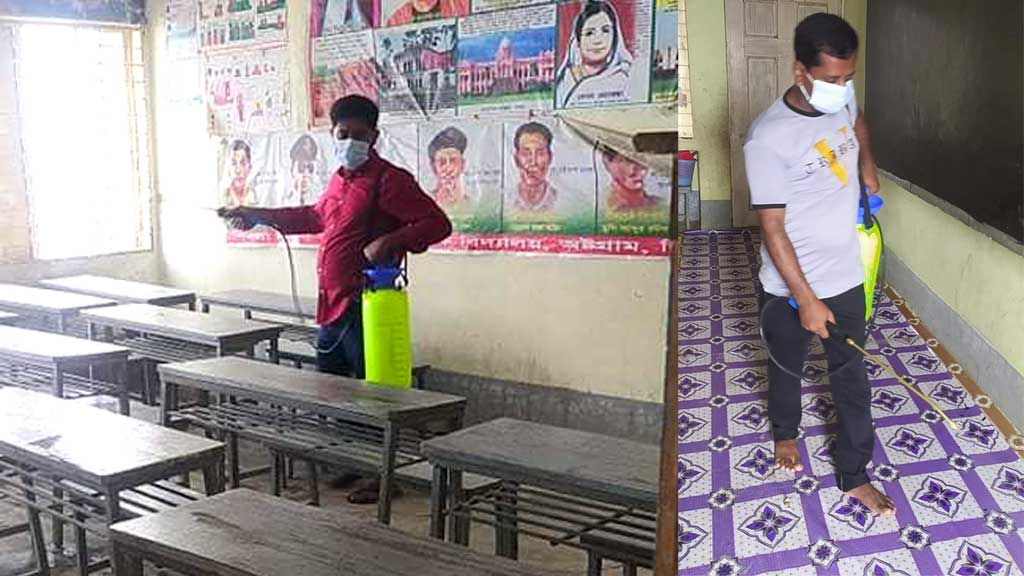 অষ্টগ্রামে স্কুল খোলার প্রস্তুতি, চলছে ধোয়ামোছা