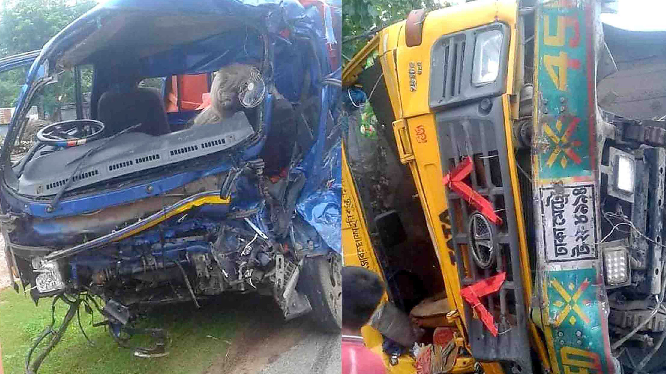 মান্দায় দুই ট্রাকের মুখোমুখি সংঘর্ষে নিহত ২