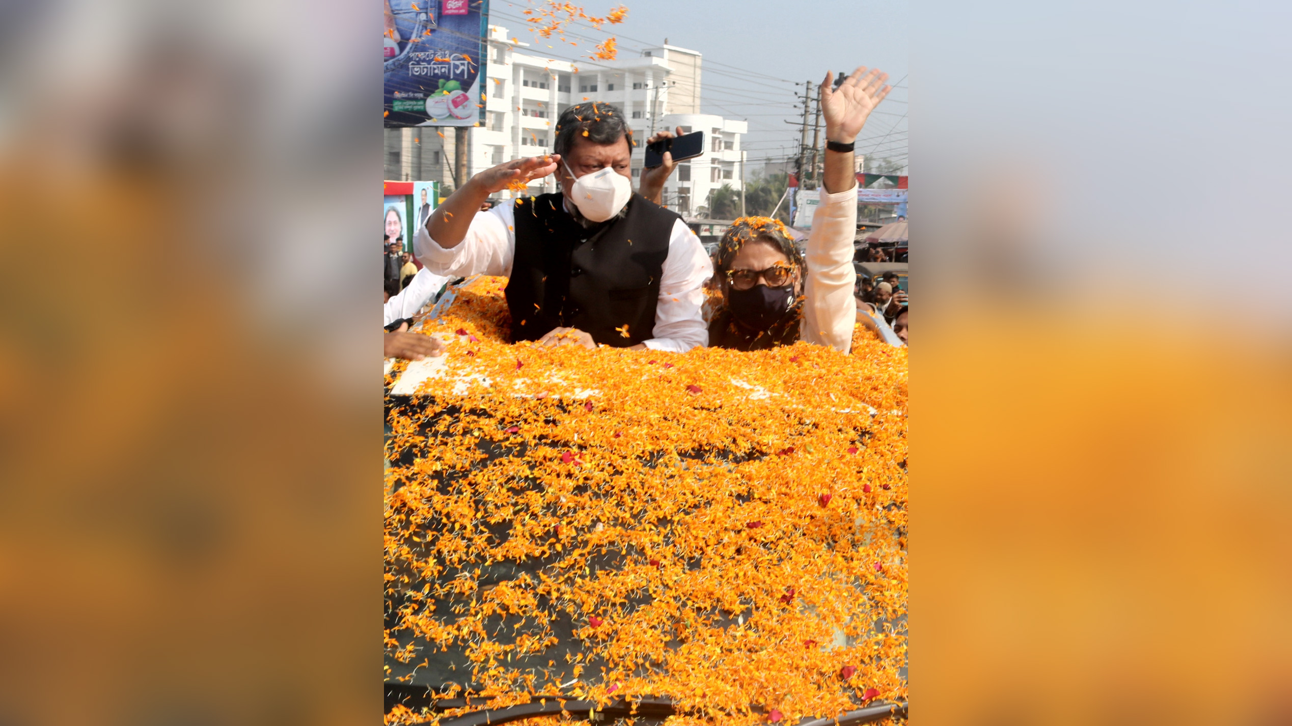 যুবলীগ চেয়ারম্যানকে পথে পথে শুভেচ্ছা