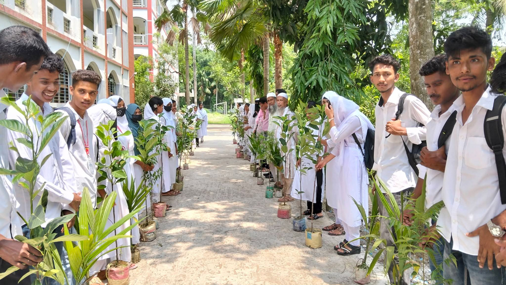‘এক শিক্ষার্থী এক গাছ’ স্লোগানে মুলাদীতে ৫ শতাধিক বৃক্ষরোপণ