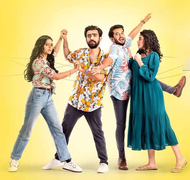 চার বন্ধুর চরিত্রে সাবরিন আজাদ, আবু হুরায়রা তানভীর, পার্থ শেখ ও আইশা খান । ছবি: সংগৃহীত