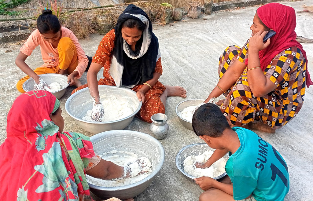 শীত আসেনি, তবু কুমড়ো বড়ি বানাচ্ছেন মেহেরপুরের নারীরা