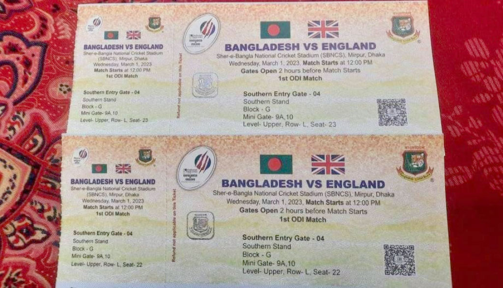 এবার বিসিবির টিকিটে ইংল্যান্ডের ভুল পতাকা