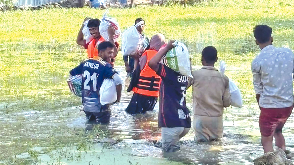 দক্ষিণ চট্টগ্রামের বন্যার্তদের পাশে নোবিপ্রবি