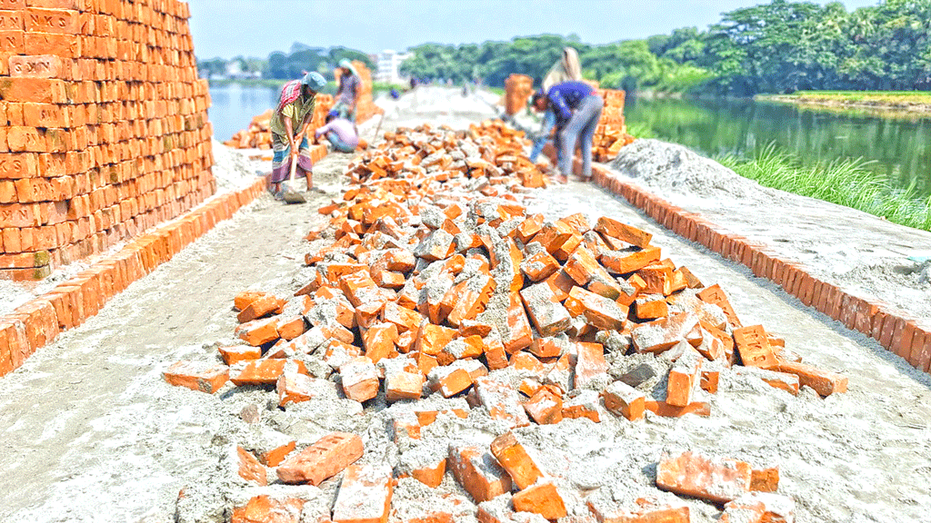 নিম্নমানের ইট দিয়ে সড়ক নির্মাণ