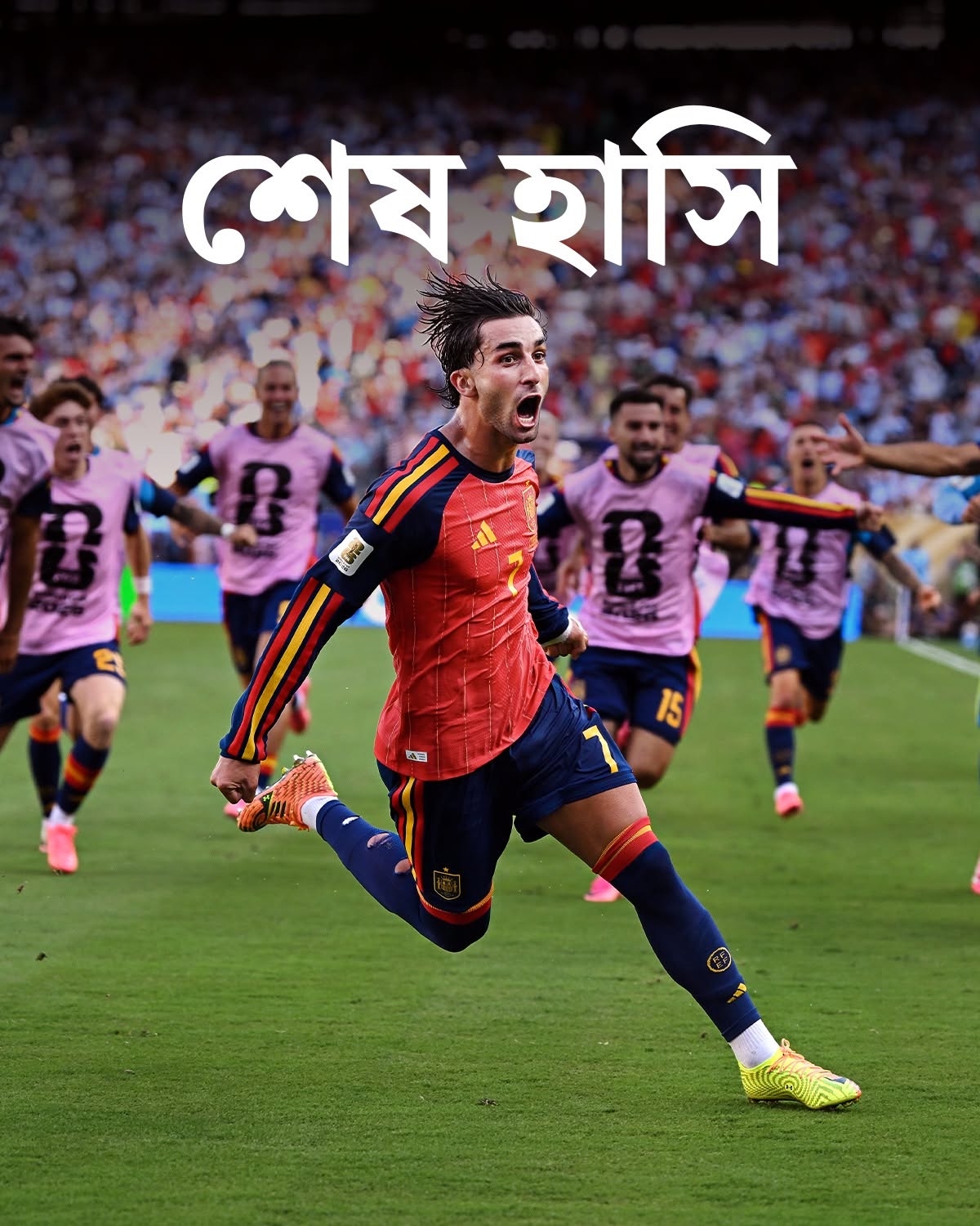 আর্জেন্টিনার বিপক্ষে ফাইনালে গোল করে এভাবেই উদযাপনে মেতে ওঠেন ফেরান তোরেস। ছবি: ফিফা