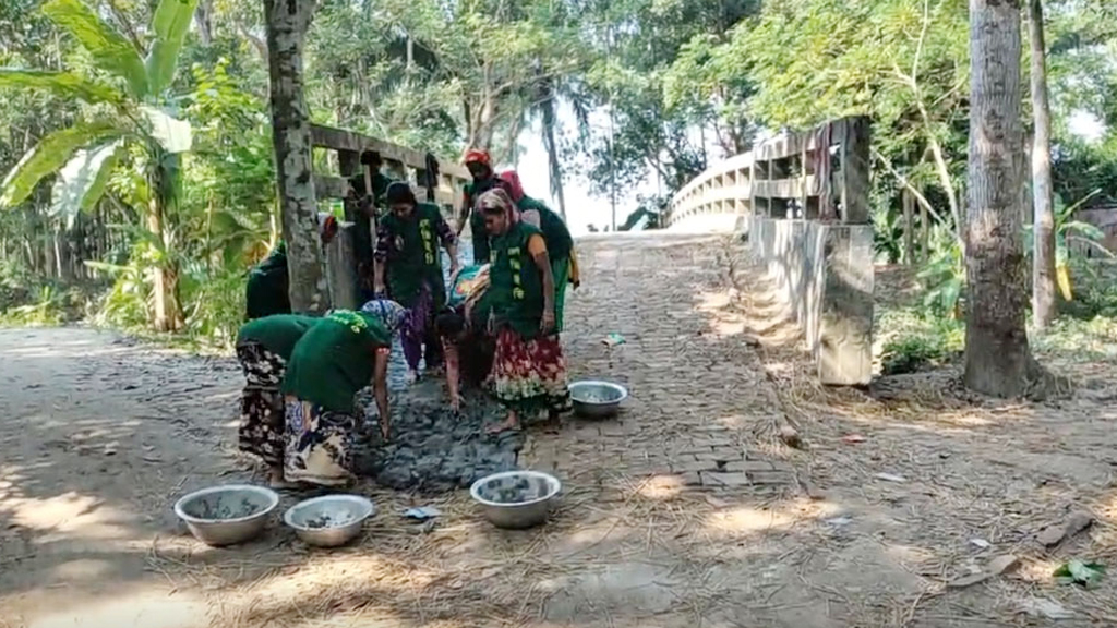 রাস্তা রক্ষণাবেক্ষণে দুস্থ নারীদের কর্মসংস্থান