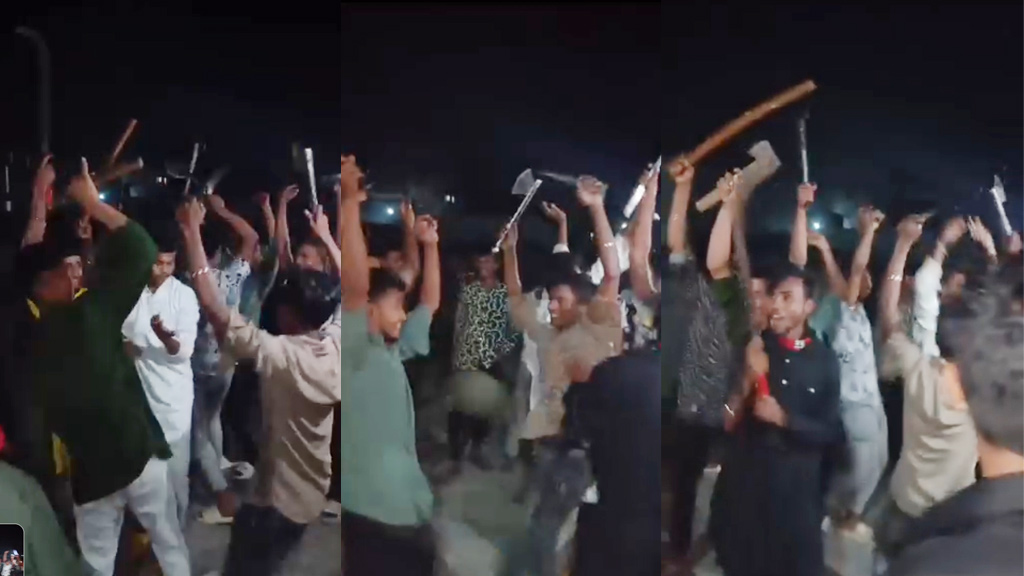 রাজশাহীতে অস্ত্র হাতে একদল কিশোরের উল্লাস করার ভিডিও ভাইরাল