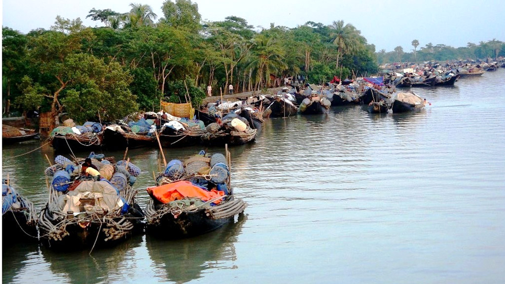 শুঁটকি তৈরির উদ্দেশ্যে দুবলার পথে জেলেরা