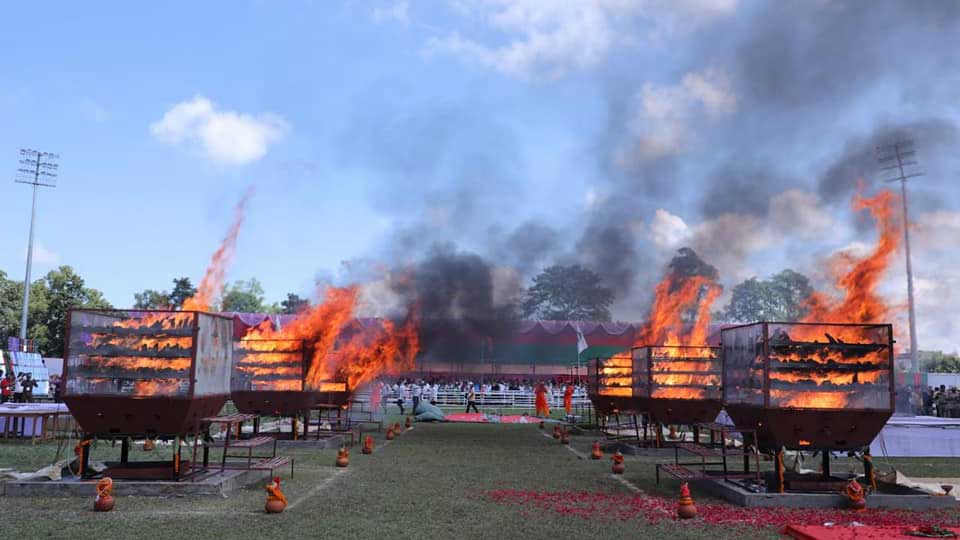 ভারতে পোড়ানো হলো প্রায় আড়াই হাজার গণ্ডারের শিং