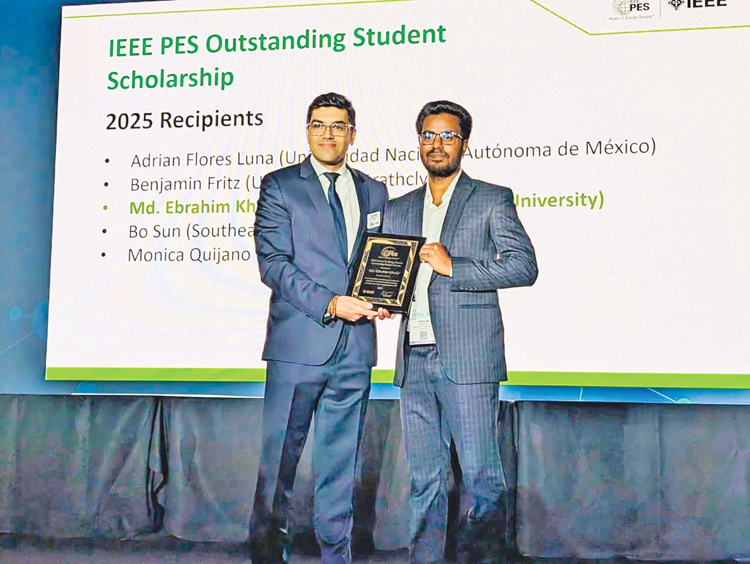 আইইইই পাওয়ার অ্যান্ড এনার্জি সোসাইটির বৃত্তি জিতলেন ইব্রাহীম